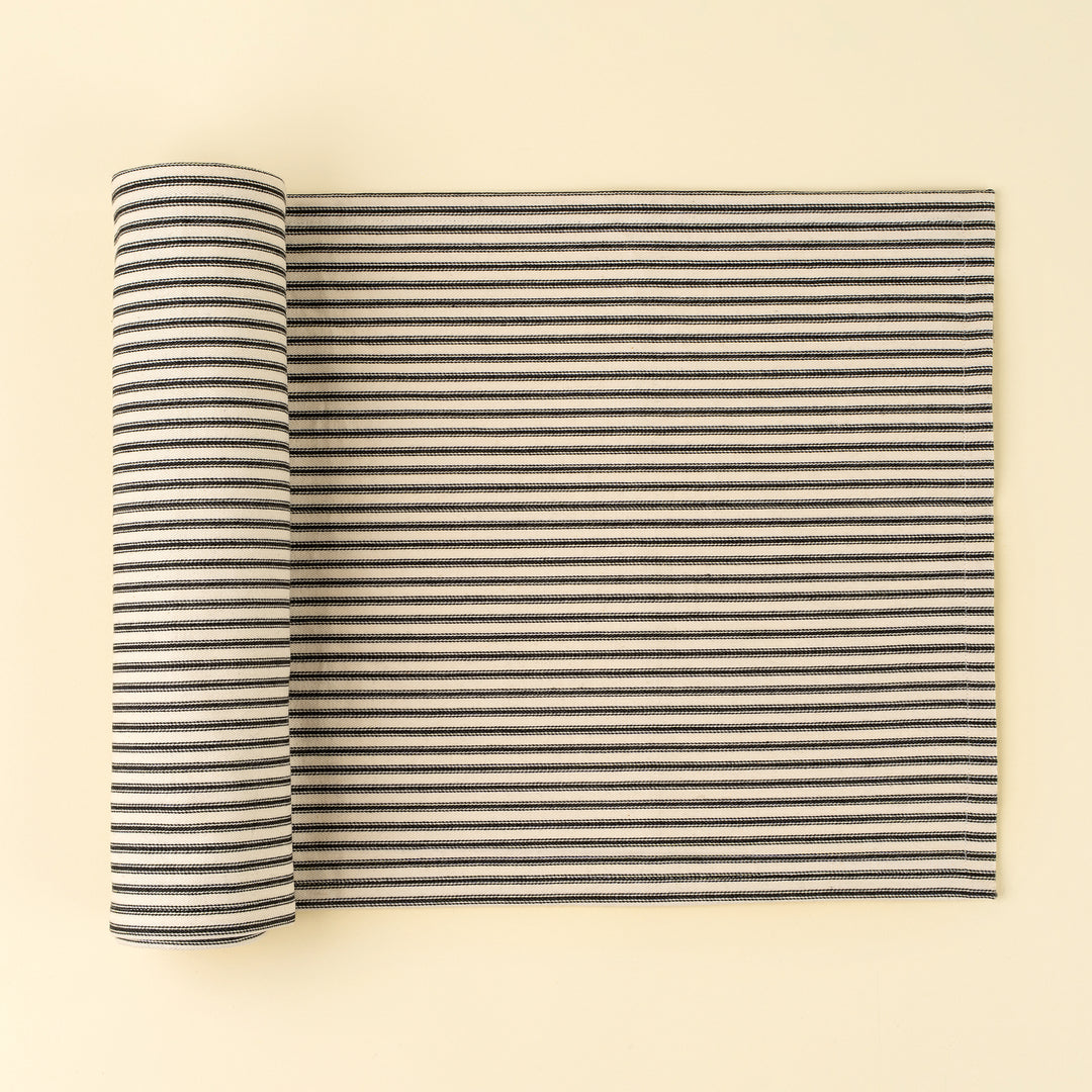 Black Ticking Table Runner