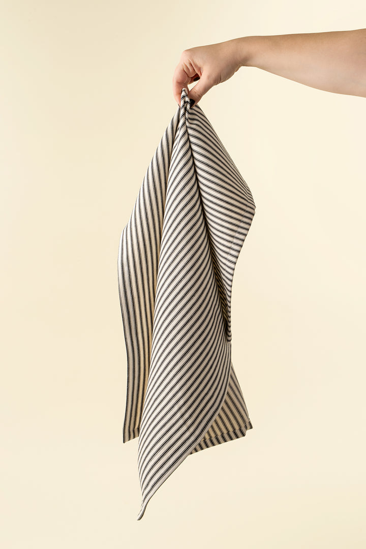 Ticking Tea Towel, Black