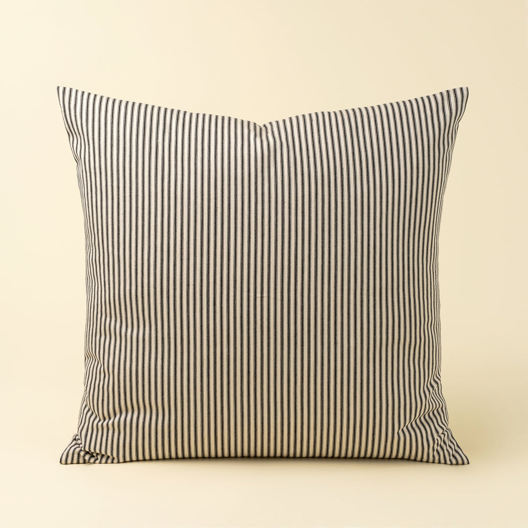 Ticking Cushion - Black, 24"x24"