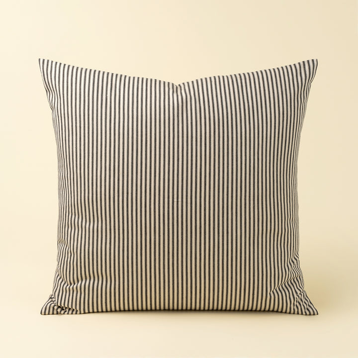 Ticking Cushion - Black, 24"x24"