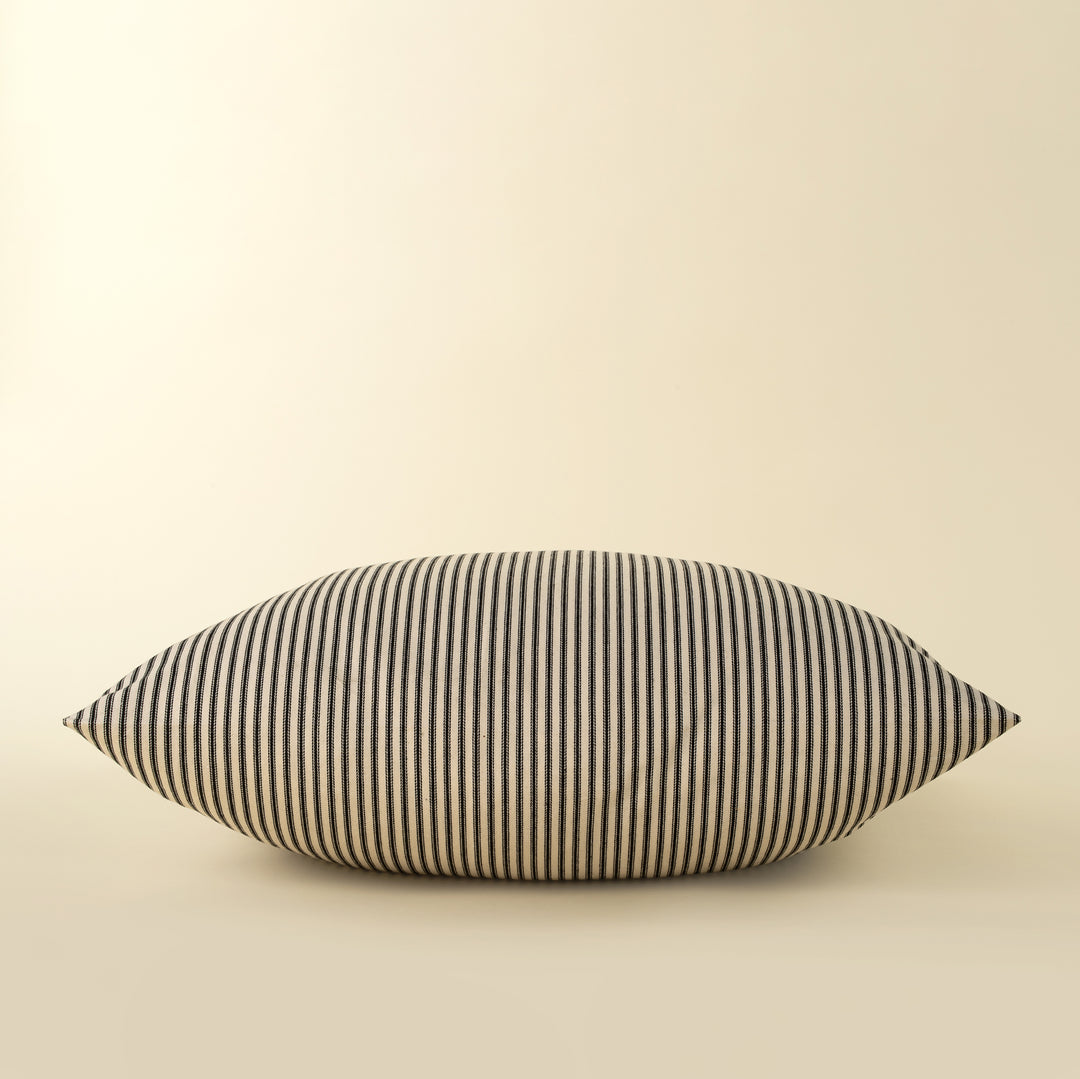 Ticking Cushion - Black, 24"x24"