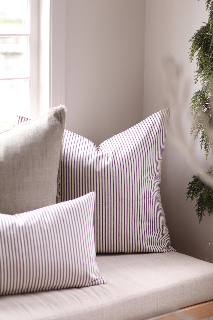 Ticking Cushion - Black, 24"x24"