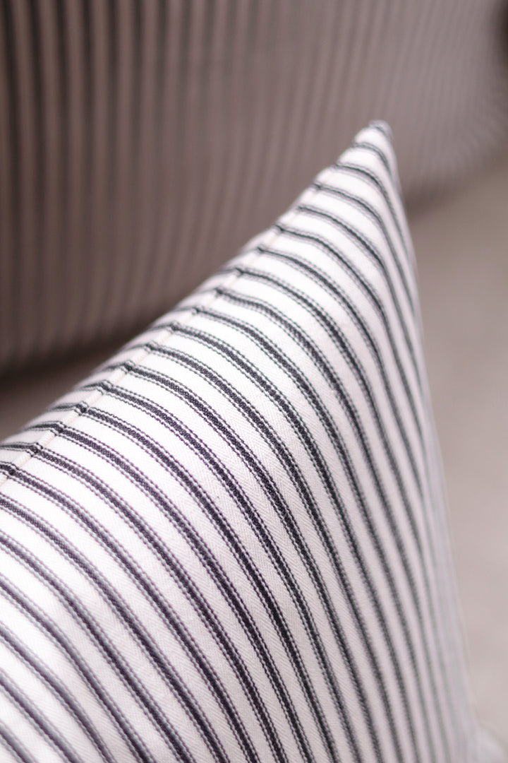 Ticking Cushion - Black, 24"x24"