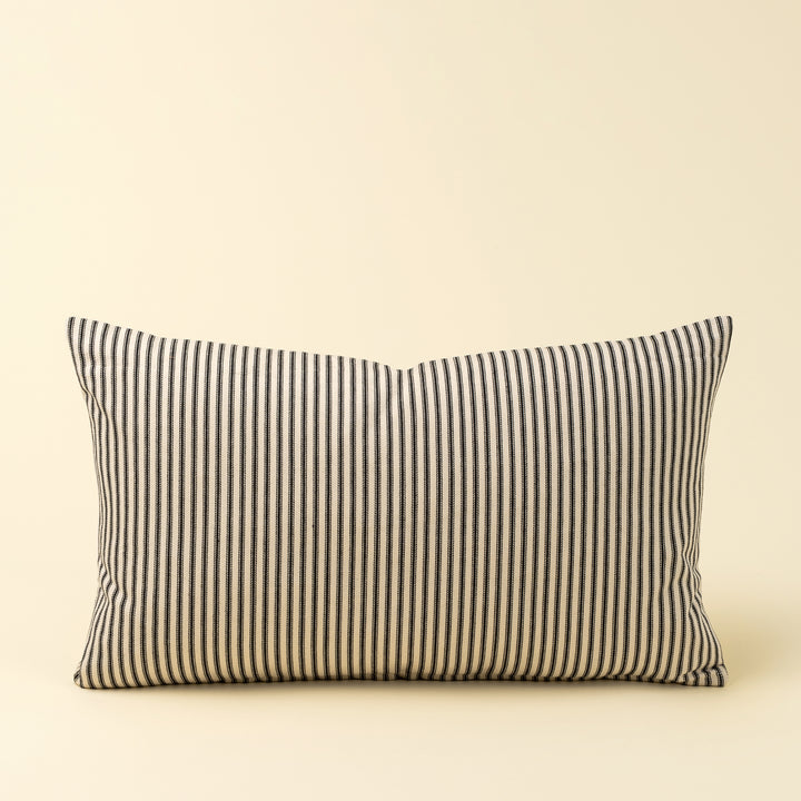 Ticking Cushion - Black, 21"x12"