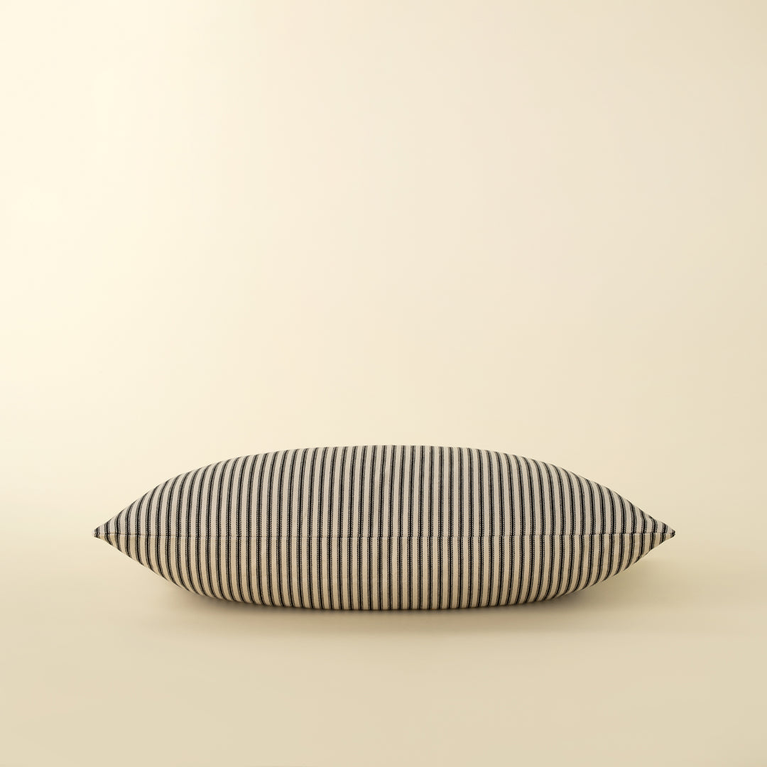 Ticking Cushion - Black, 21"x12"