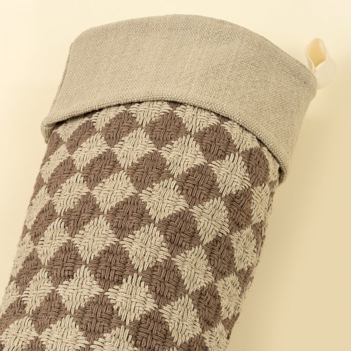 Check Weave Stocking, Brown