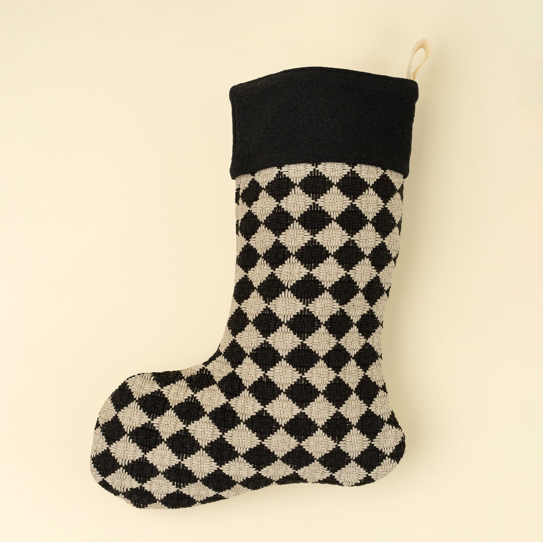 Check Weave Stocking, Black