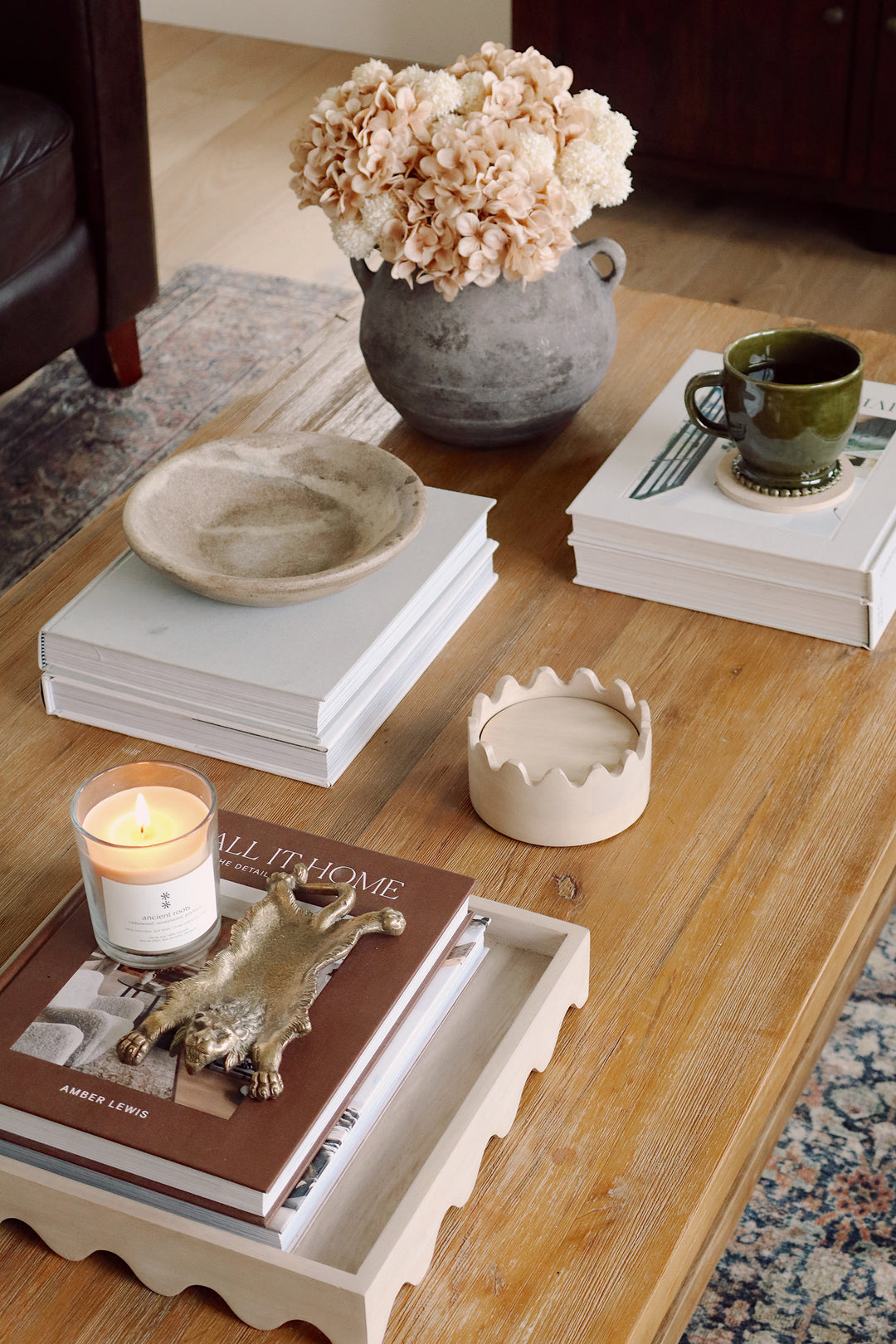 Wooden Scalloped Coasters Set of 6 - Bleached