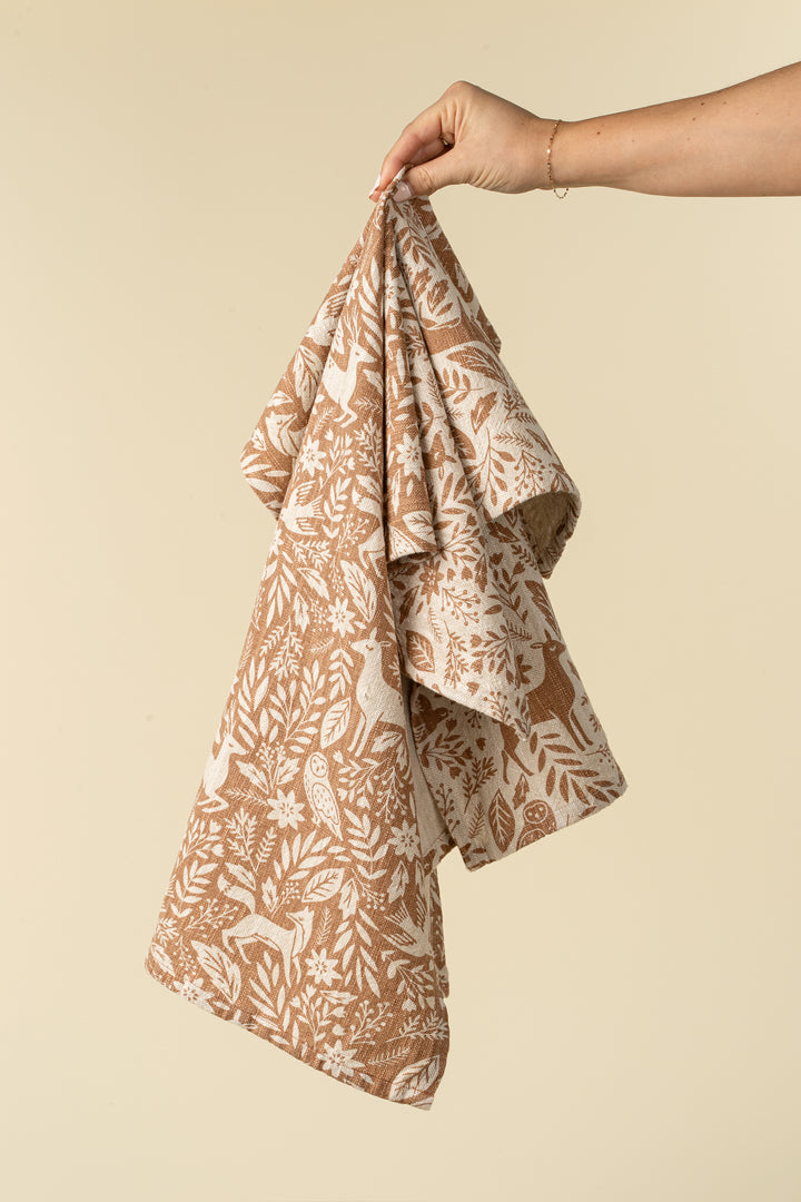 Wildwood Tea Towel, Tawny