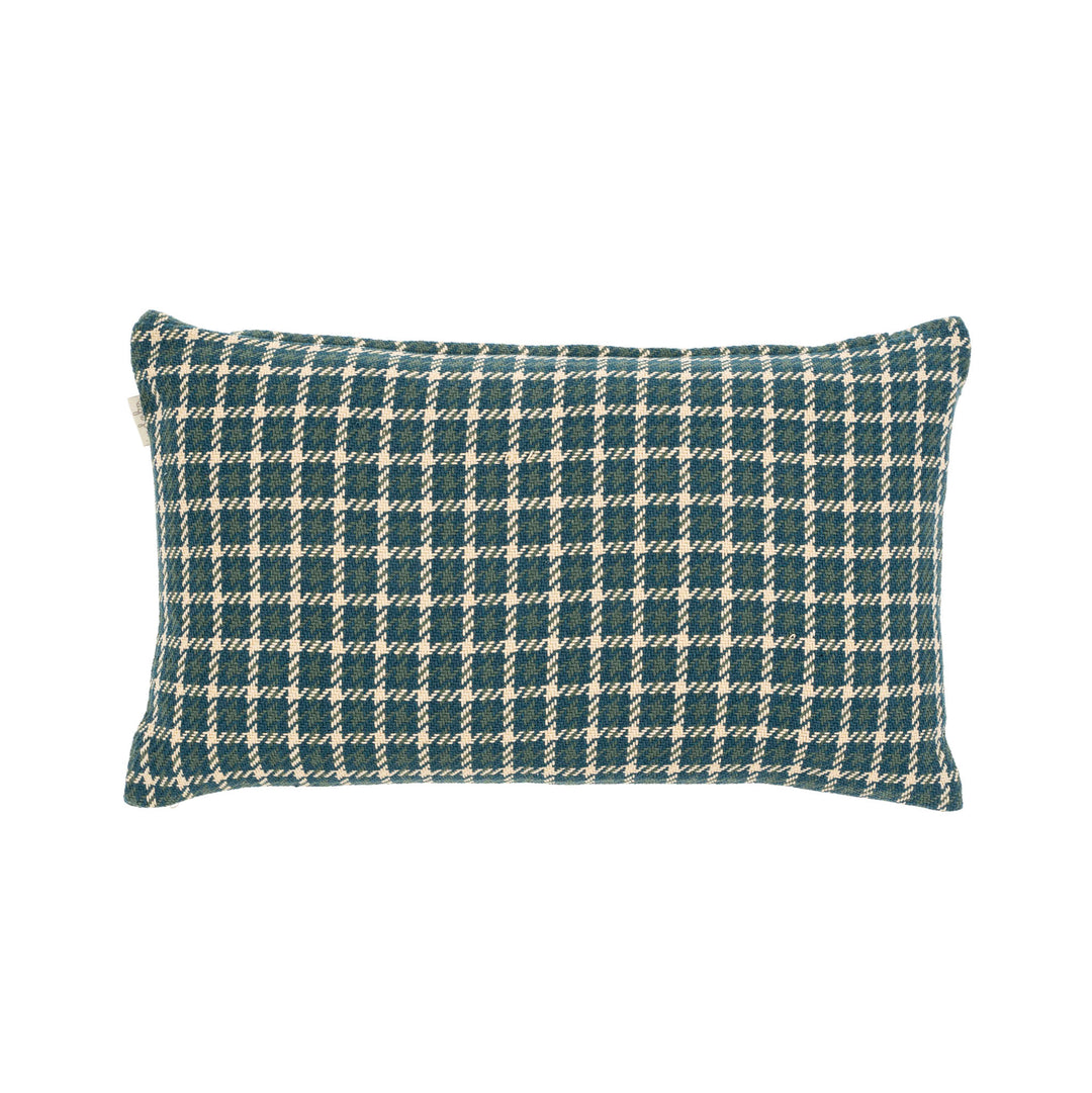 Houndstooth Cushion - Teal, 21"x12"