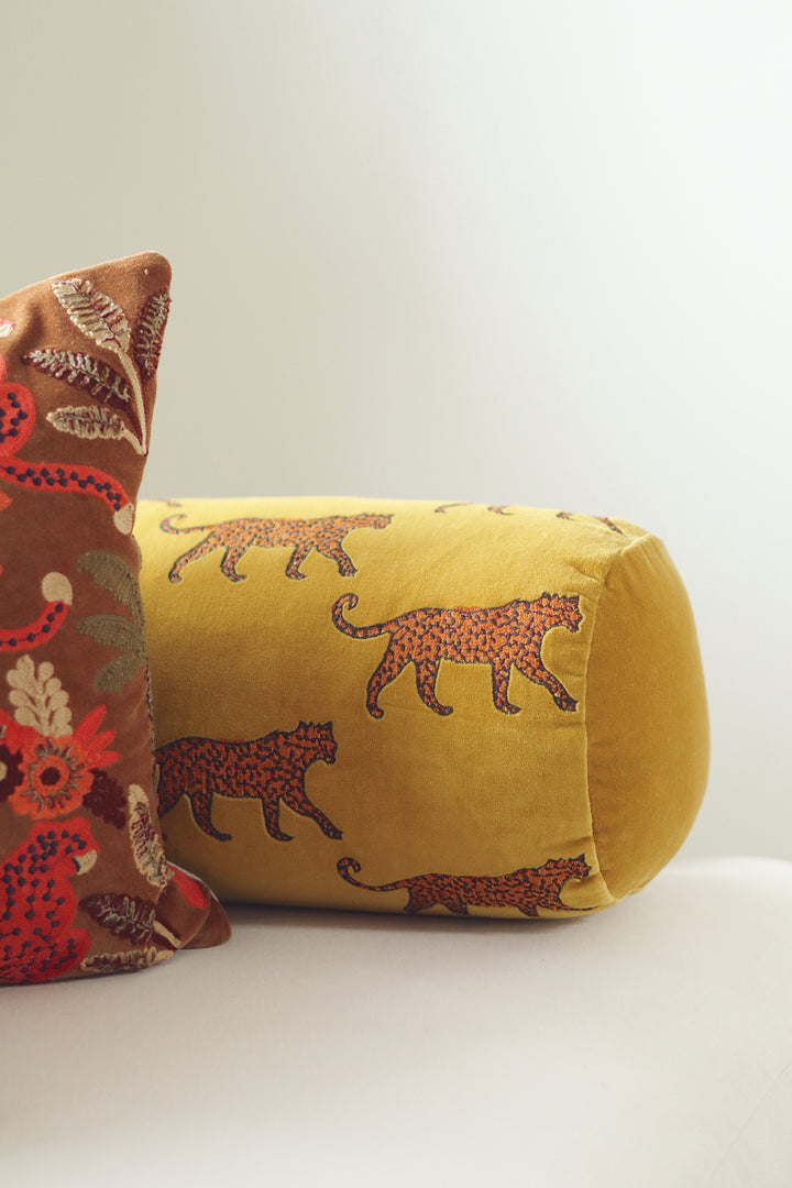 Leopard Velvet Bolster