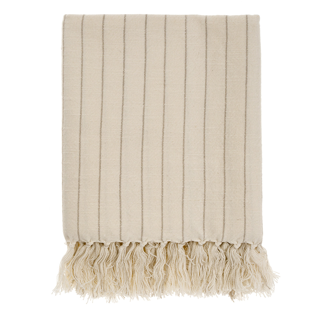 Pinstripe Bath Towel, Stone