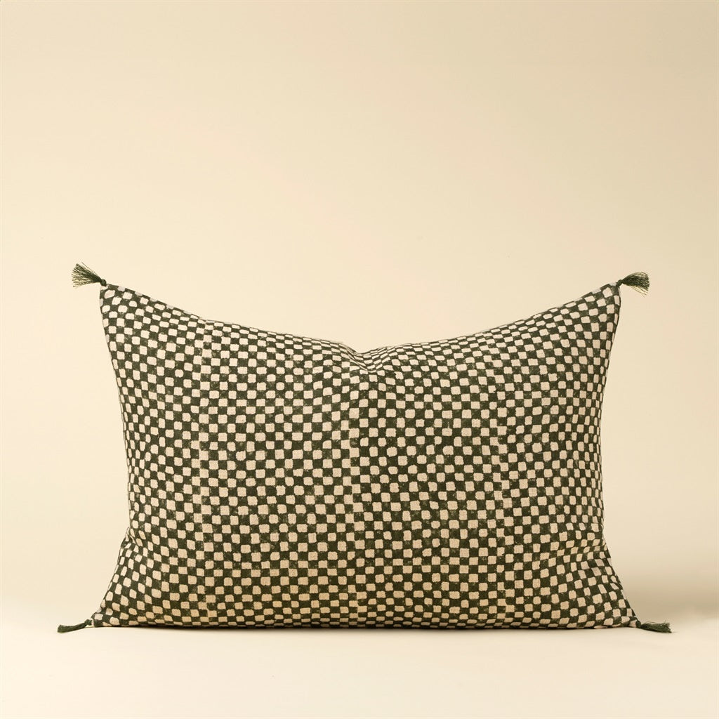 Green Check Cushion 16x24