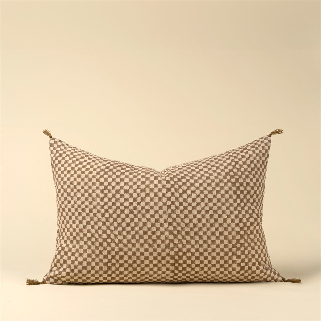 Brown Check Cushion 16x24