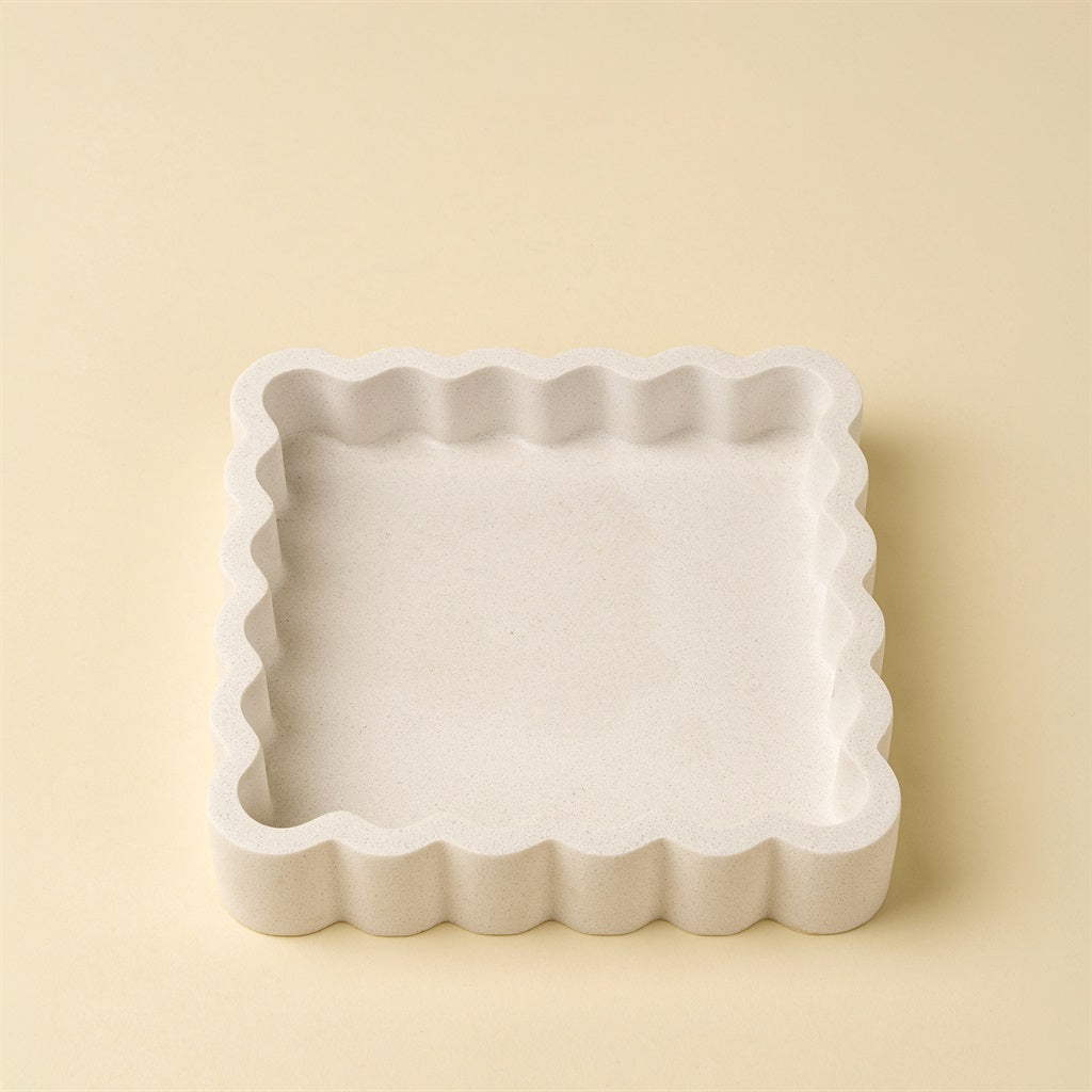 Scalloped Marble Tray, Square
