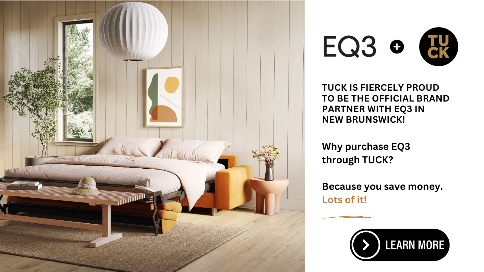 Purchase your EQ3 Sleeper sofa through Tuck & Save Money!