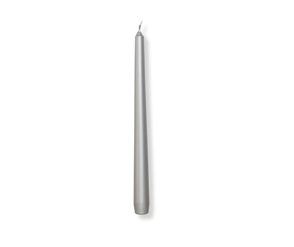 Metalic Taper Candle - 10" Silver