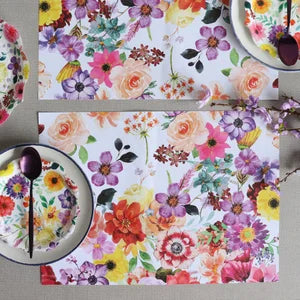 Mixed Floral Paper Placemat S/24