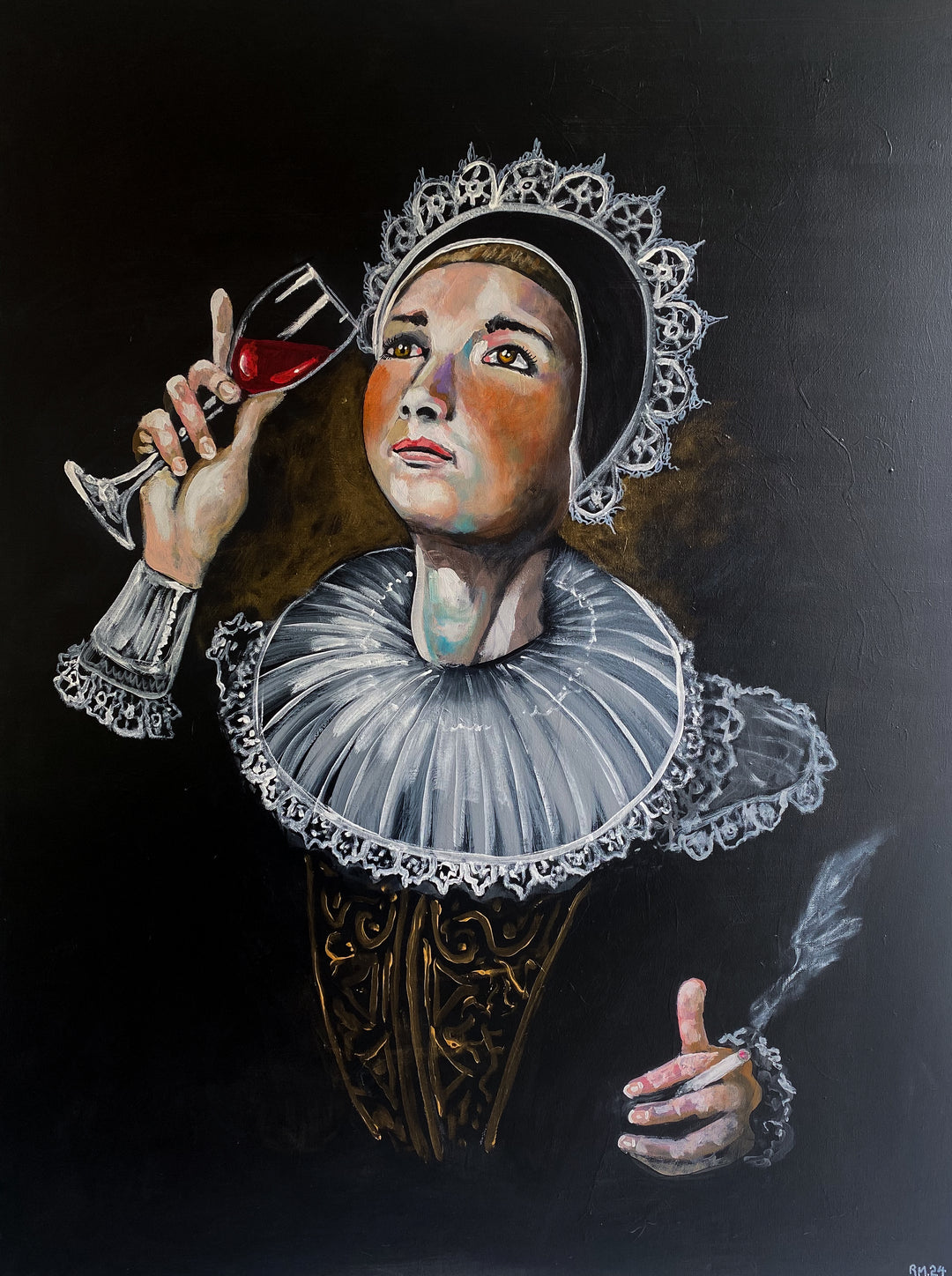 Acrylic painting on canvas by artist Robert Moore called Adulting isn't difficult