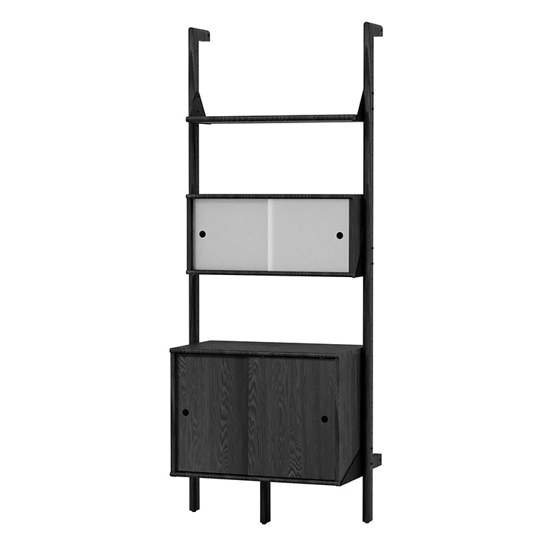 Branch-1 Multi Storage Unit with Black Upright, Black Bracket and Black Wood