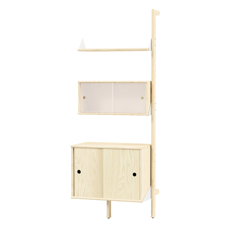 Branch Multi Storage Unit Add-On with Blond Upright, White Bracket and Blond Wood