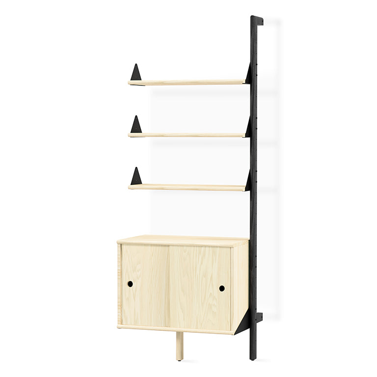 Branch Multi Storage Unit Add-On with Black Upright, Black Bracket and Blond Wood