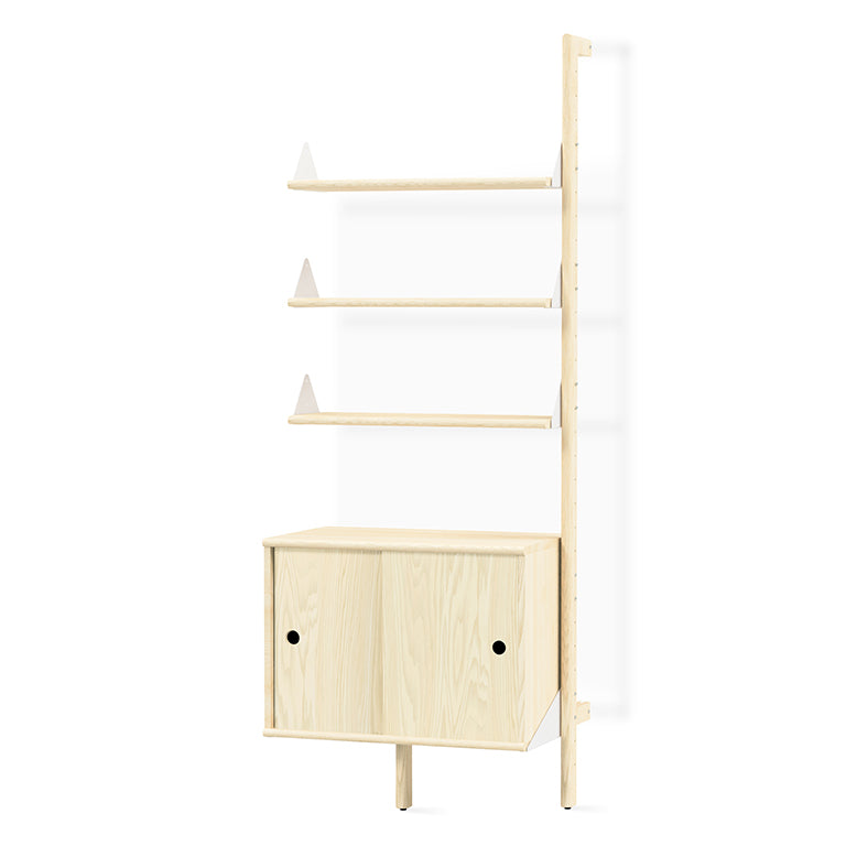 Branch Storage Unit Add-On with Black Upright, Black Bracket and Blonde Wood