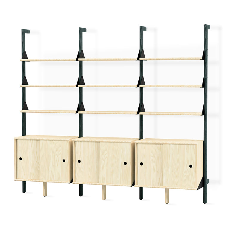 Branch-3 Storage Unit – Black Upright, Black Bracket, Blonde Wood – TUCK