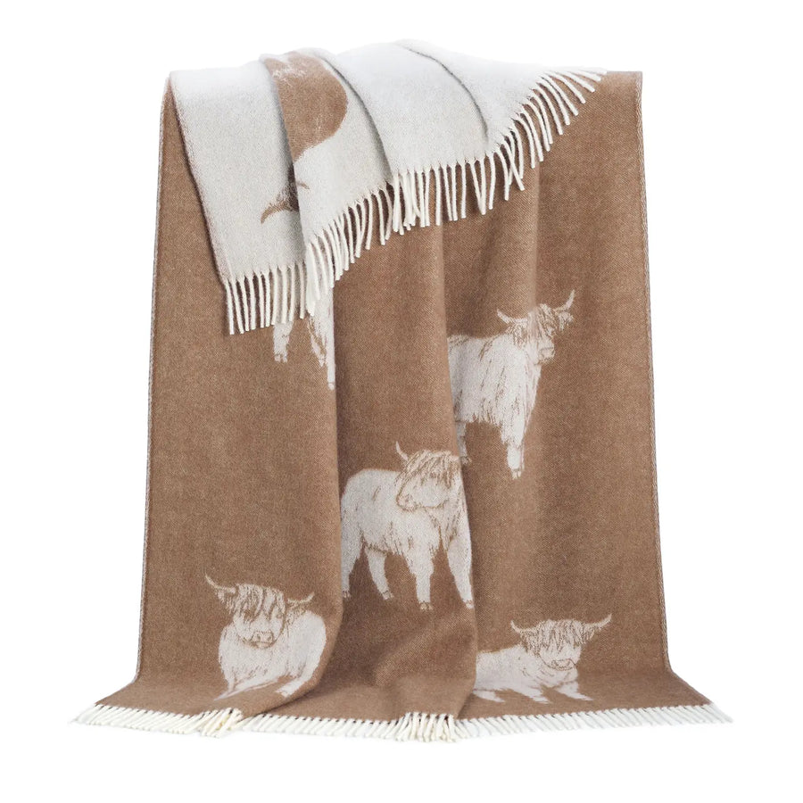 Cow Brown Wool Throw TUCK