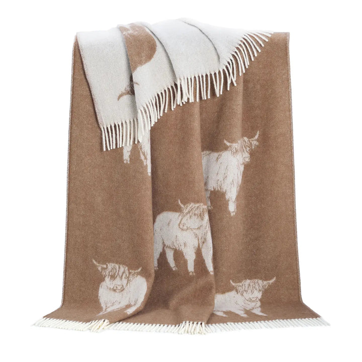 Cow Brown Wool Throw