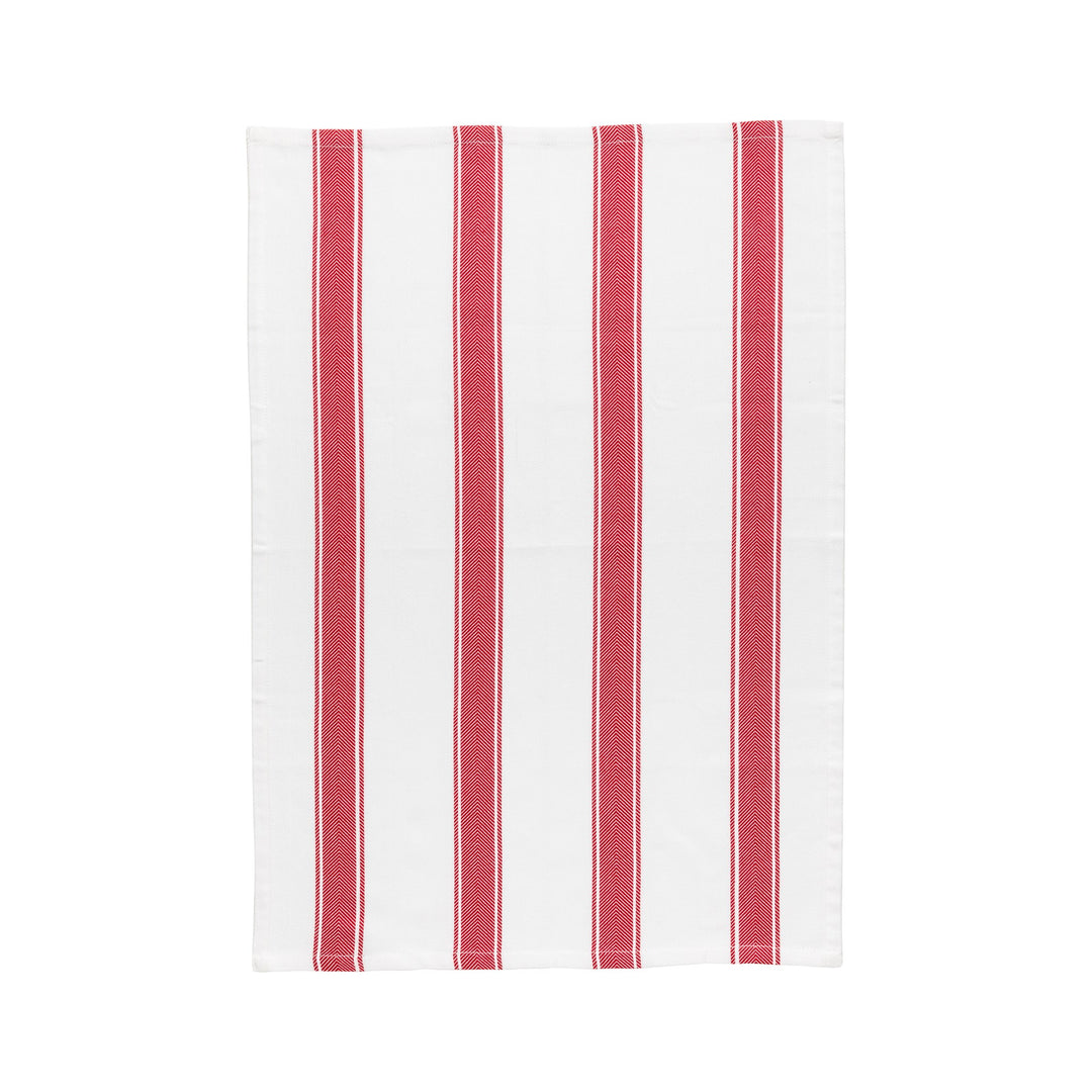 Kitchen Towel Classic Red Herringbone Stripes