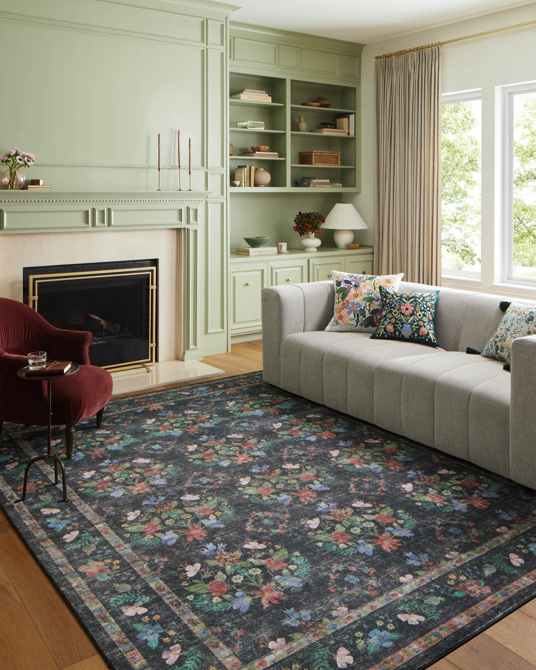 Rifle Paper Co. x Loloi Courtyard Charcoal Rugs