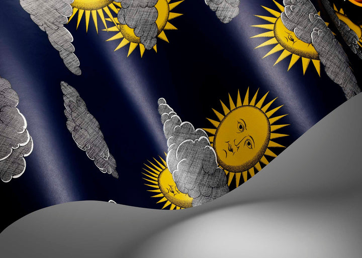 Soli e Nuvole Wallpaper Navy Blue Yellow