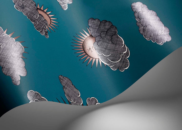 Soli e Nuvole Wallpaper Teal Rose Gold