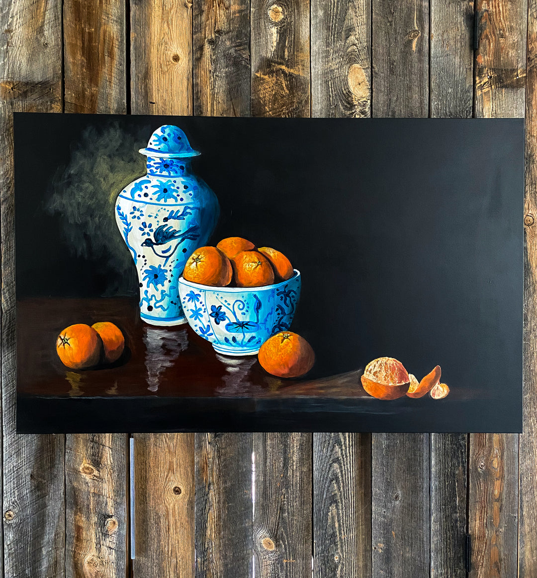 Delft Blue and Orange | Acrylic Painting on Canvas by Robert Moore