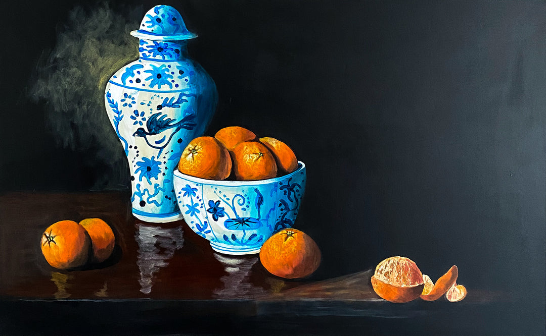 Delft Blue and Orange | Acrylic Painting on Canvas by Robert Moore