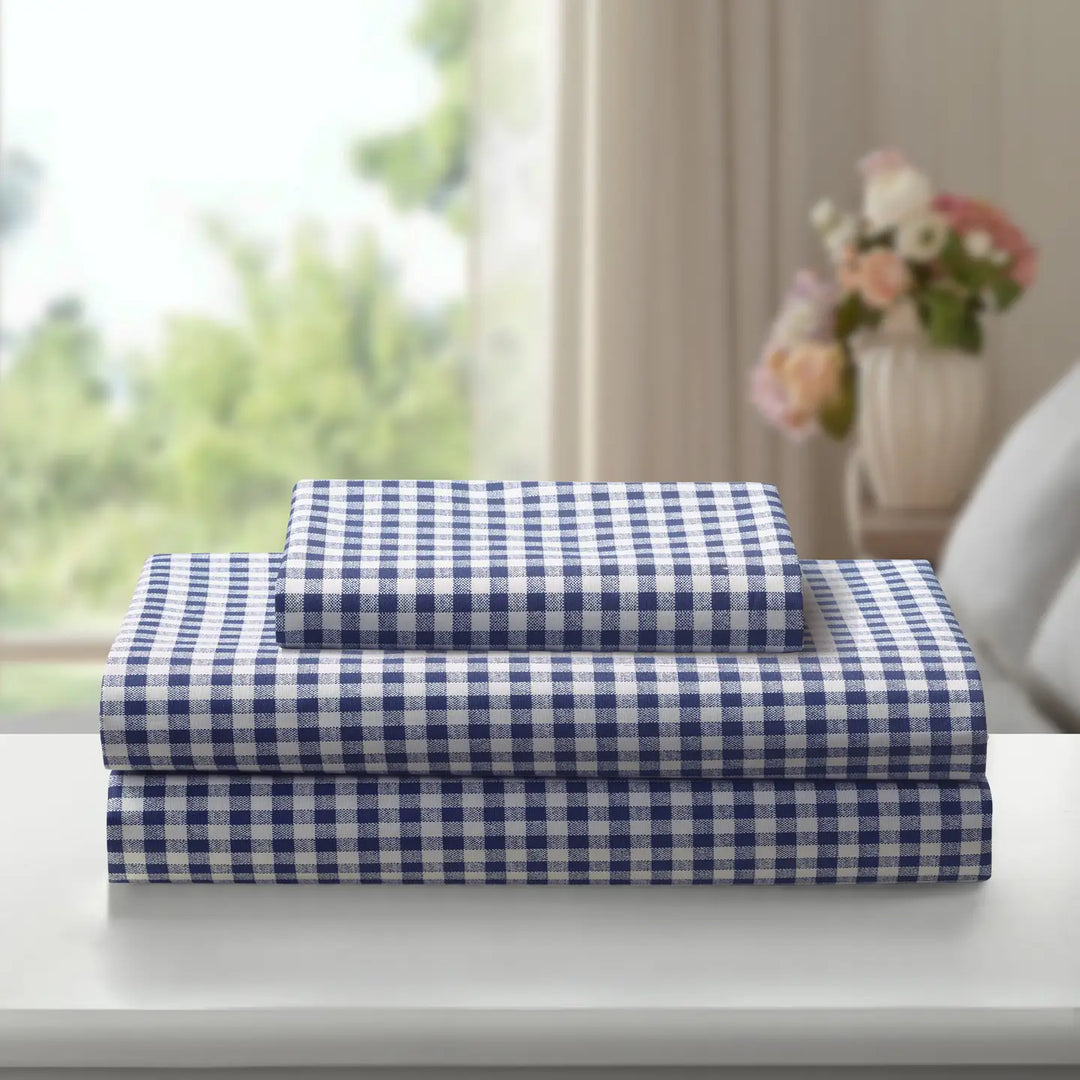 Gingham Sheet Set Navy