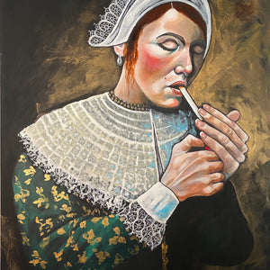 Girl with pearl earring and cigarette