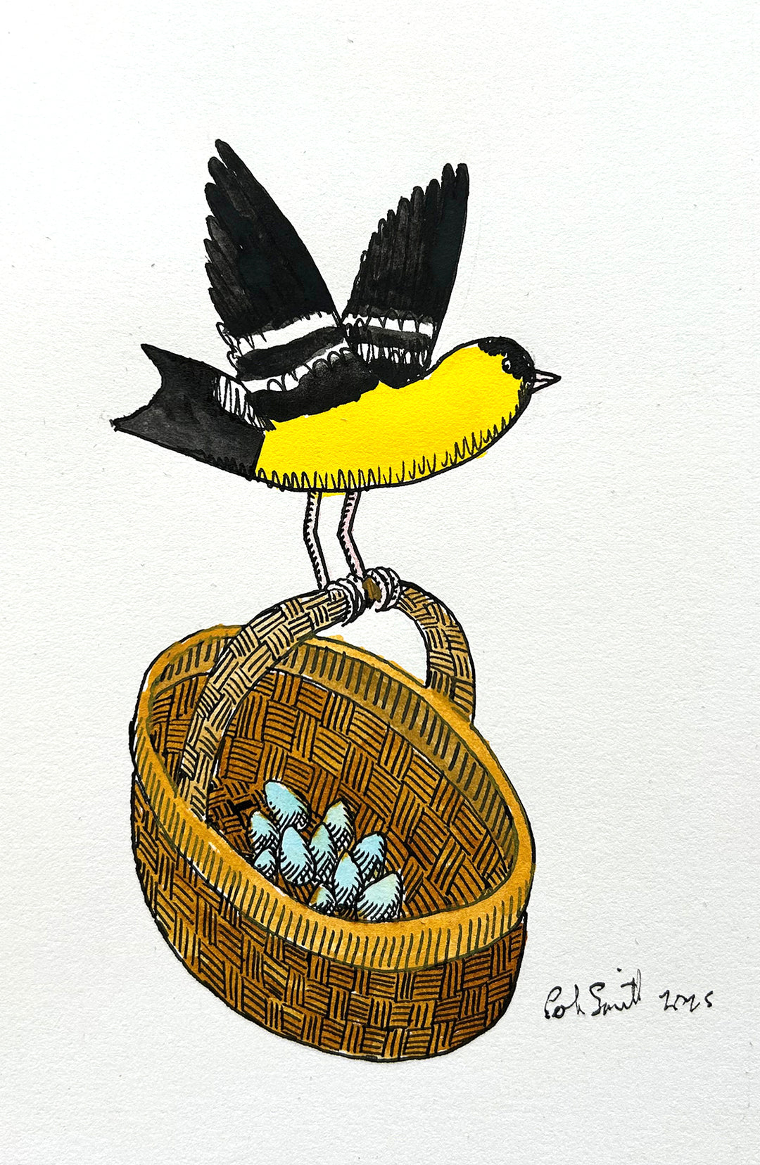 Goldfinch 8 | Inks on Paper by Colin Smith