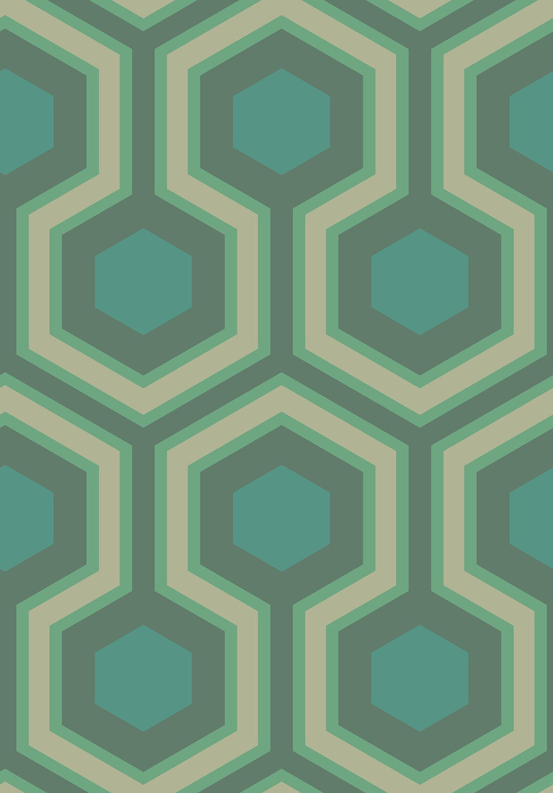 BRAND NEW Cole & Son Hick's Grand Hexagon Green Wallpaper, 11 yard roll