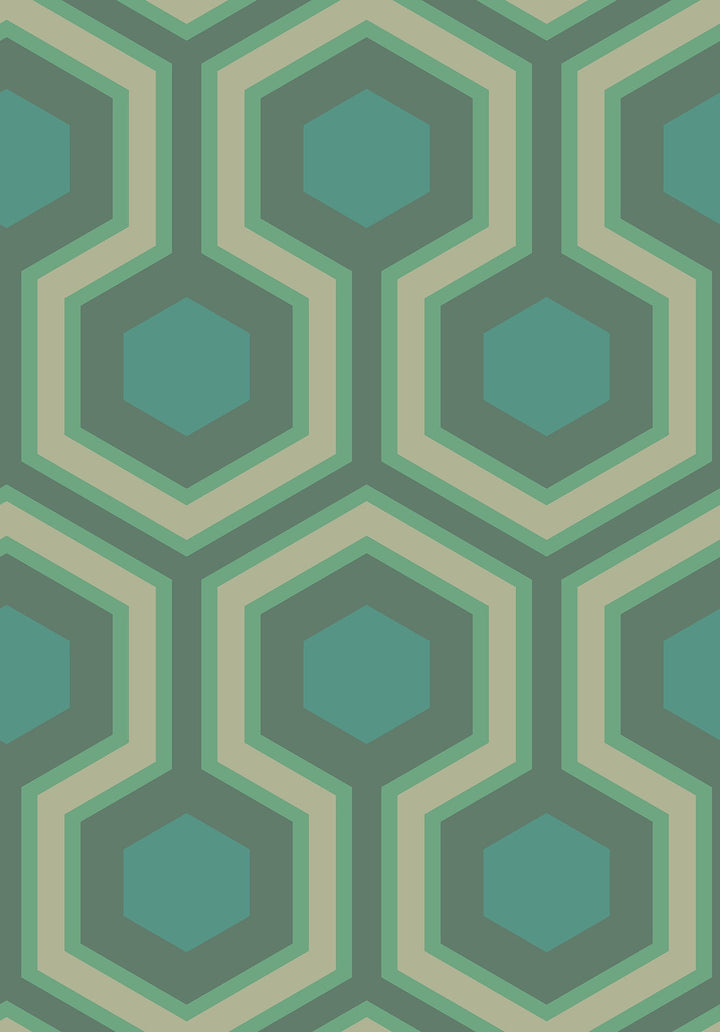 BRAND NEW Cole & Son Hick's Grand Hexagon Green Wallpaper, 11 yard roll