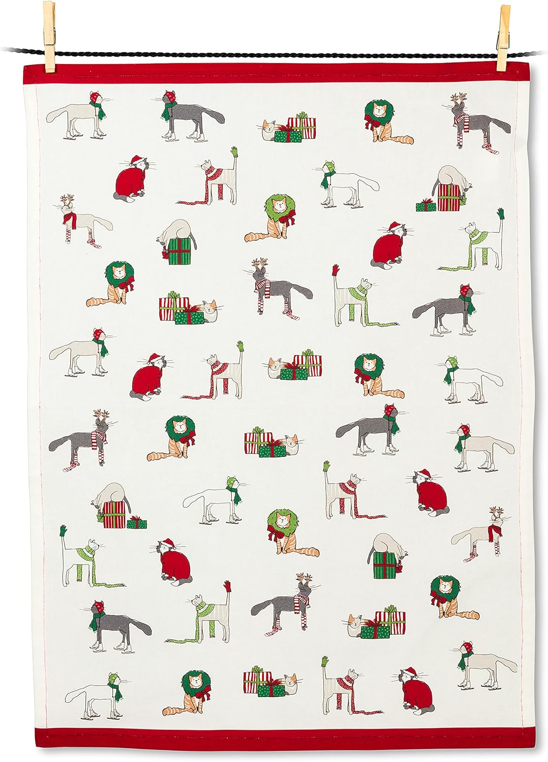 Holiday Cats Tea Towel