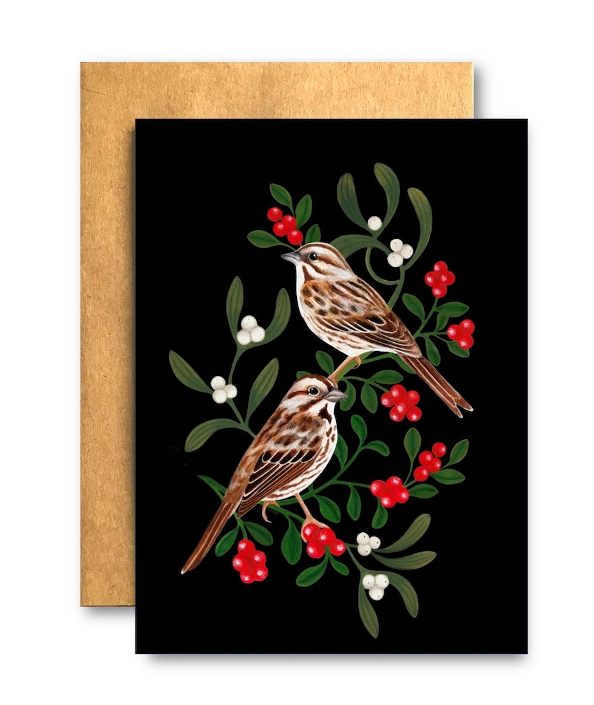 Holiday Sparrows Card