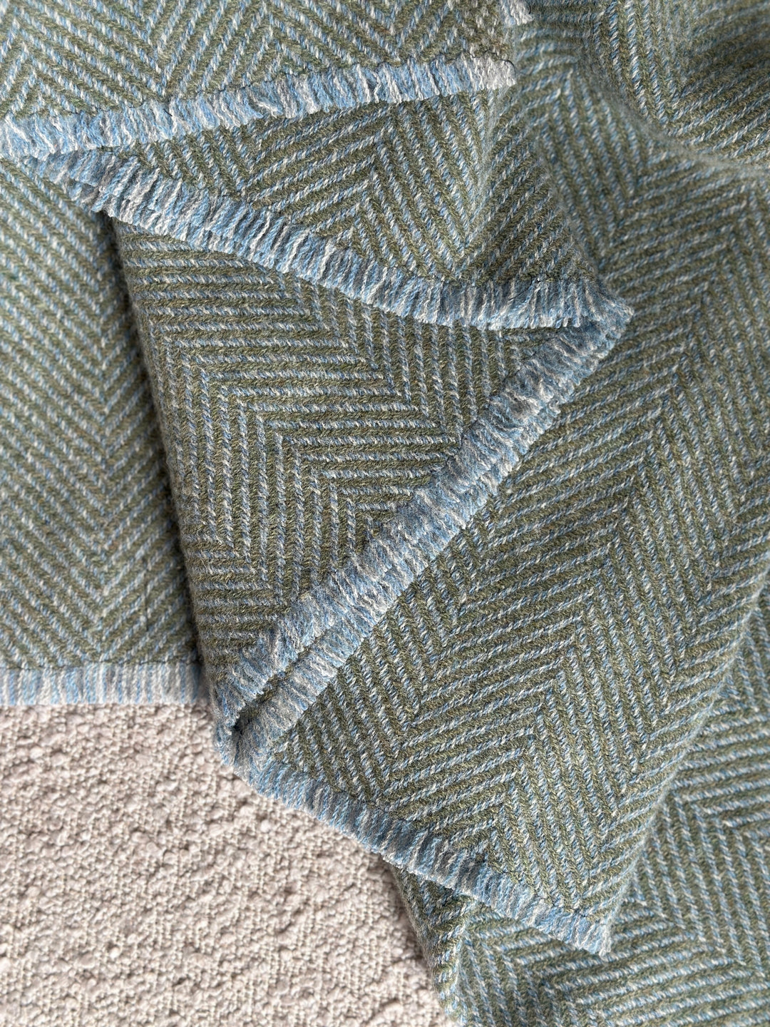 Steel Grey and Blue Azur Lambswool Blanket