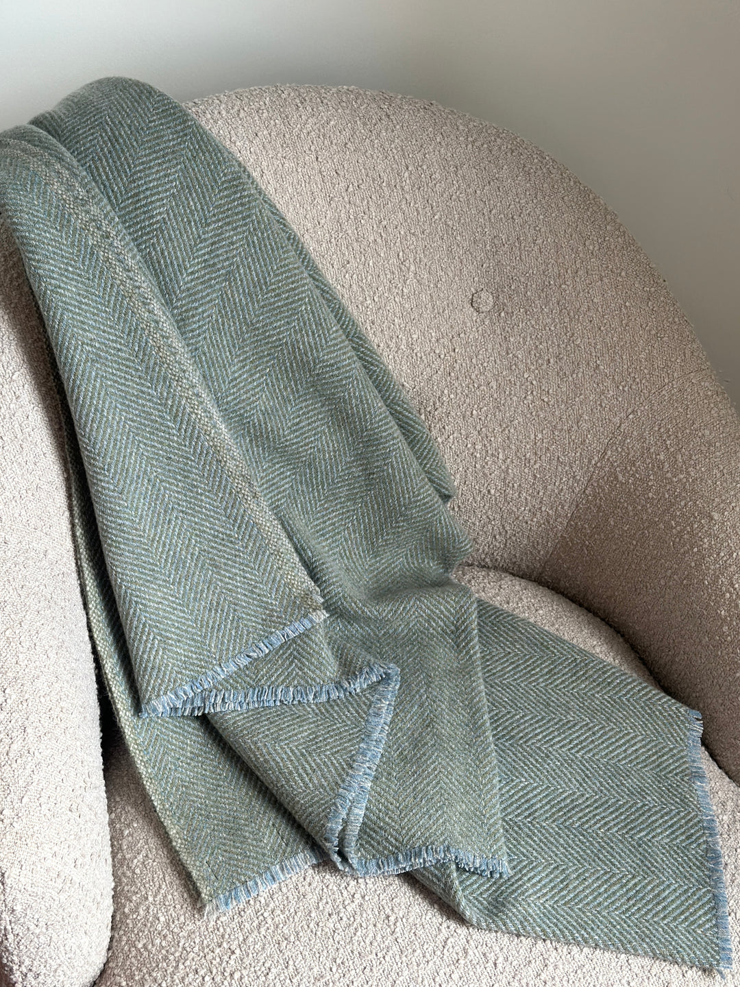 Steel Grey and Blue Azur Lambswool Blanket