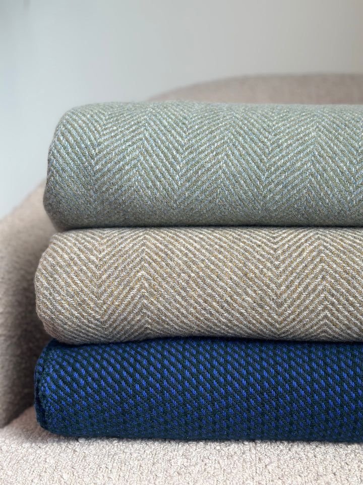Steel Grey and Blue Azur Lambswool Blanket
