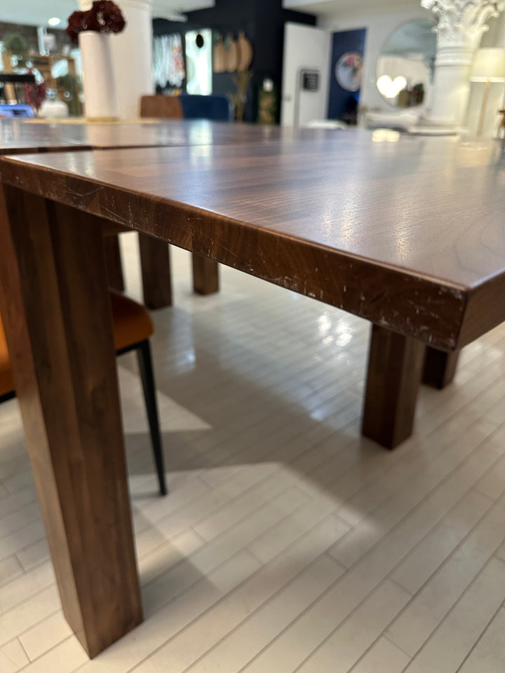 EQ3 Harvest Dining Table Walnut 63” with one leaf extension