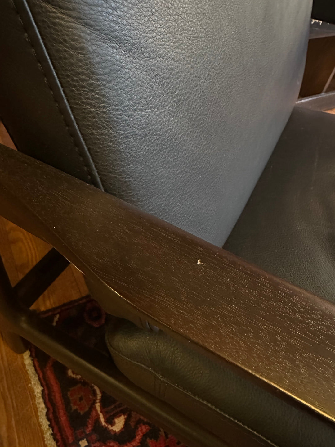 Ethnicraft Jack Chair & Ottoman, Mahogany Dark Brown, Carbone Leather
