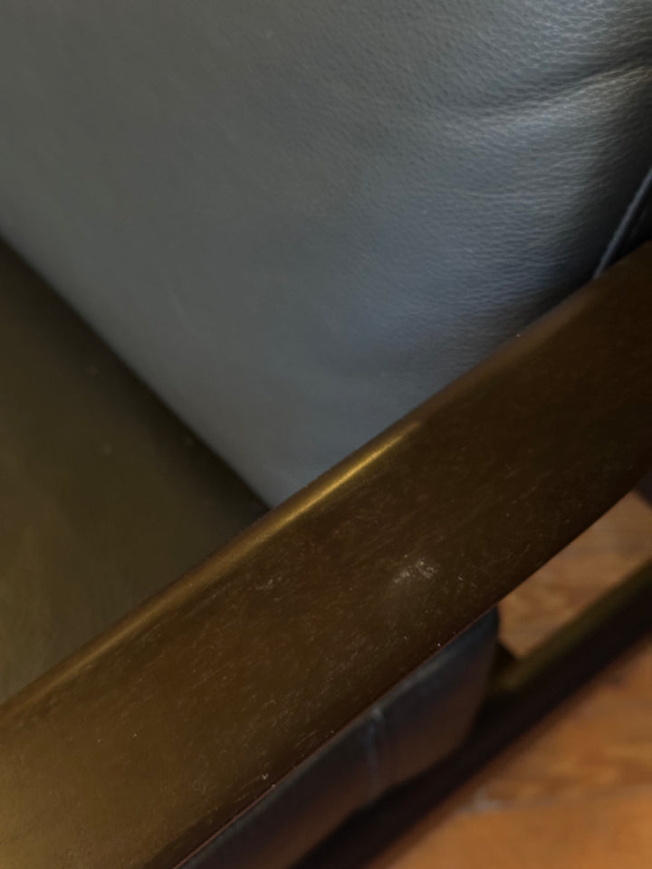 Ethnicraft Jack Chair & Ottoman, Mahogany Dark Brown, Carbone Leather