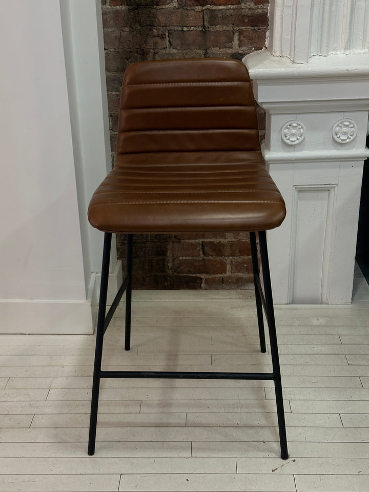 GUS* Lecture Counter Stool, Saddle Brown Leather
